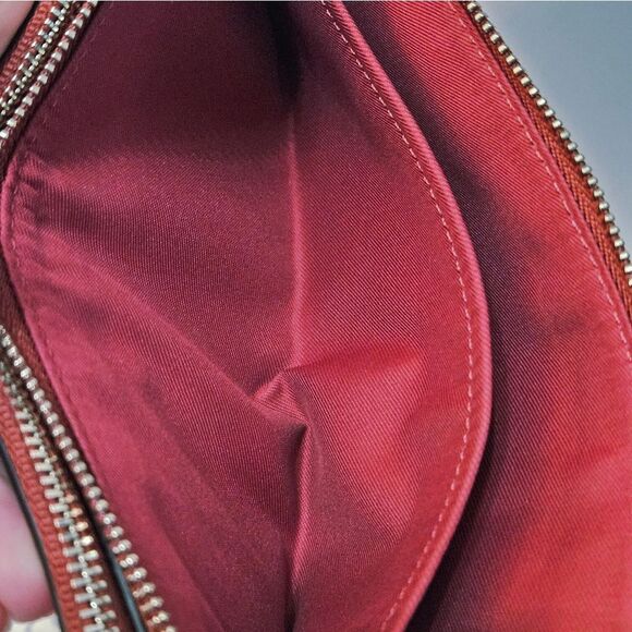 Coach Double Zipper Pocket Wristlet In Musted Red/Rust. EUC - Picture 12 of 16